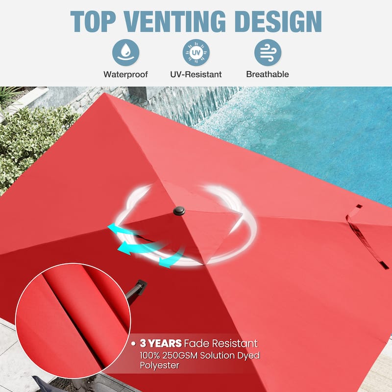 VredHom 9 x 12 FT Outdoor Patio Cantilever-Offset Umbrella with Wheel Base