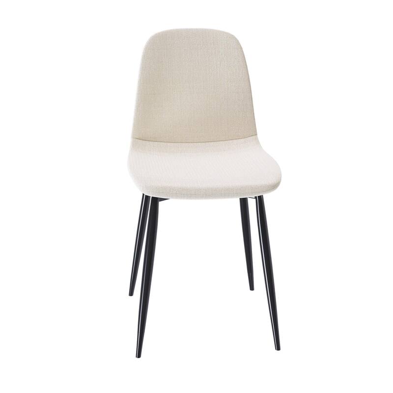 Modern Fabric Dining Chair Set of 4, Armless Side Chair with Iron Legs