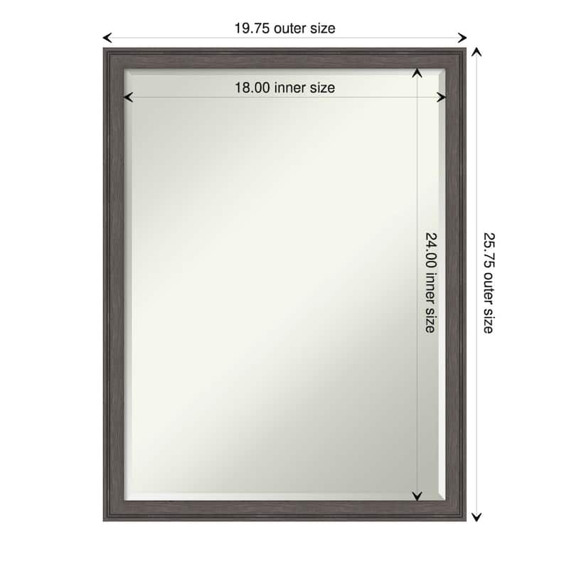 Florence Half-Inch-Bevel Framed Wall Mirror - Glass Size 18x24 - Florence Pewter