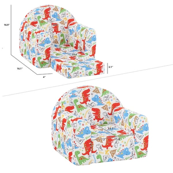 dimension image slide 1 of 4, Kids Couch, Toddler 2-in-1 Convertible Sofa to Lounger