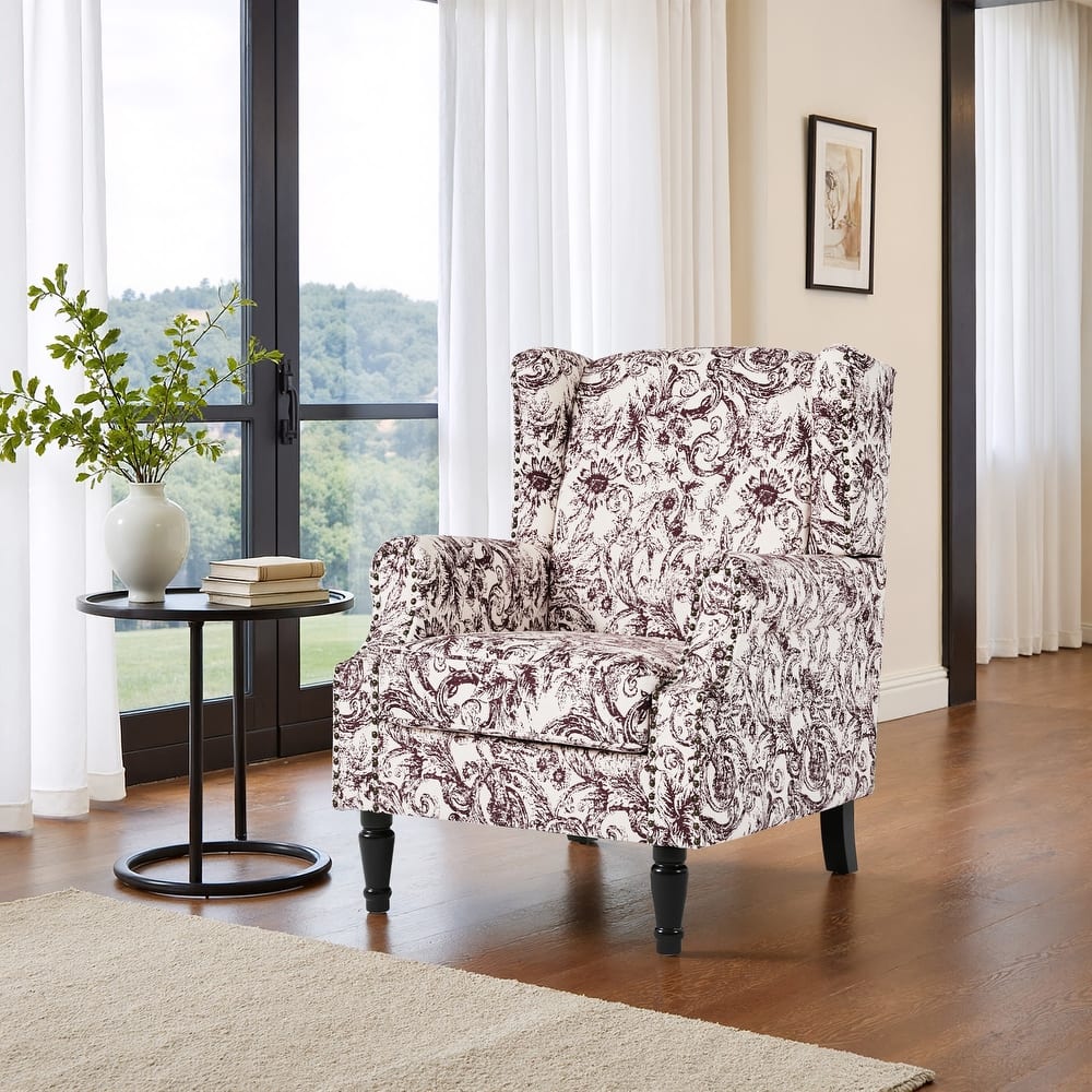 Patterned Upholstered Accent Chair for Living Room
