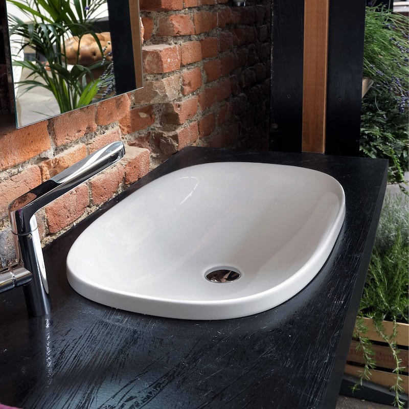 WS Bath Collections Wild 23-3/5" Vessel/Drop In Bathroom Sink - White