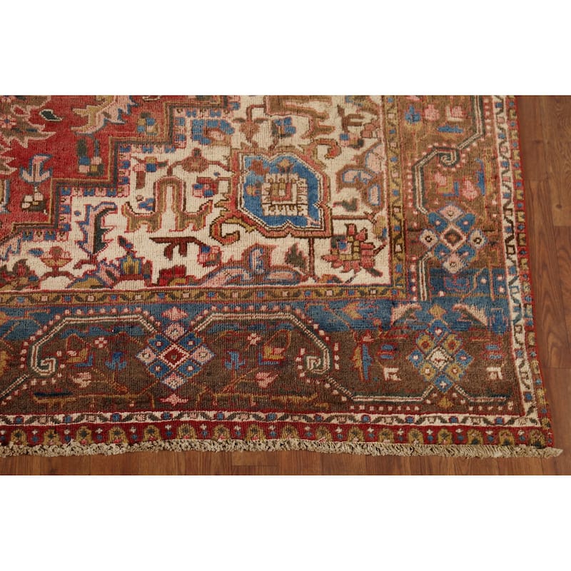 Heriz Persian Vintage Area Rug Handmade Wool Carpet - 7'7"x 10'6"