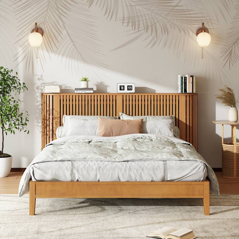 Christopher Knight Home - Theodosia Solid Wood Bedframe with Headboard - Natural - Queen