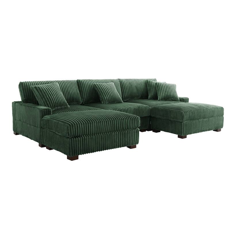 Modular Sectional Sofa Set with Adjustable Headrests and Ottomans