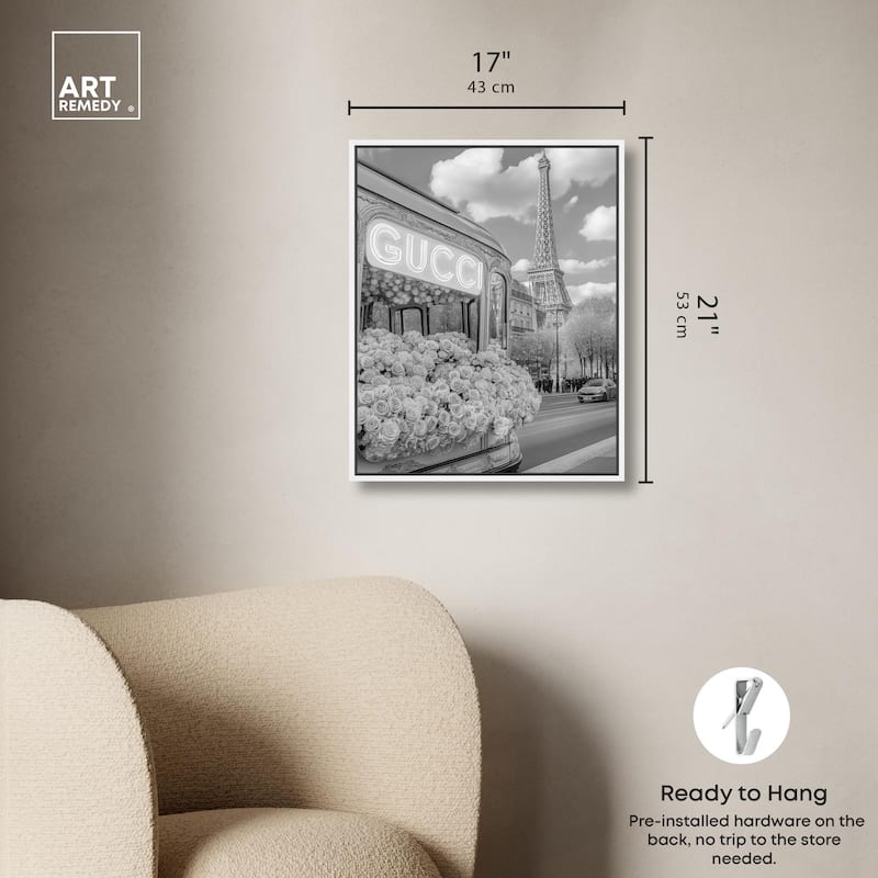 Dreamy Fashion Bus Noir Canvas by Art Remedy