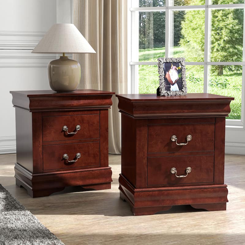Furniture of America Mayday Traditional Solid Wood 3-Piece Bed and 2 Nightstand Bedroom Set