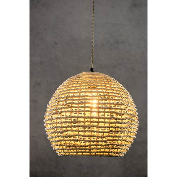 Round Rattan Hanging Light handwoven Bamboo Pendant Light - 14 