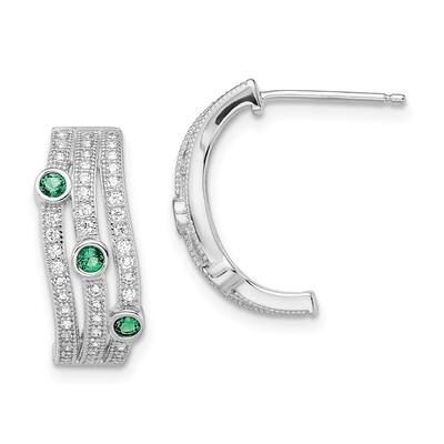 925 Sterling Silver Cubic Zirconia Brilliant Embers Stud Earrings (L-18 mm, W-10 mm)