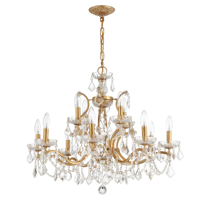 Filmore 12 Light Antique Gold Chandelier - 29"W x 24"H
