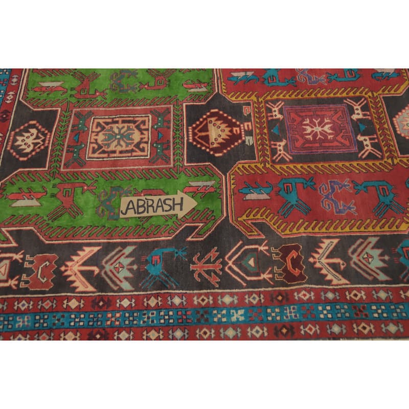Hand Knotted Oriental 100% Wool Carpet Traditional Tribal Greys & Charcoal Ardebil Runner Rug - 9' 8'' X 4' 4''