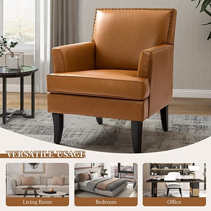 Nileus Contemporary and Classic Polyester Accent Chair with Solid Wooden Legs by HULALA HOME