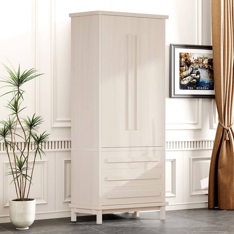 Farmhouse 70" Tall Kitchen Pantry Cabinet,Freestanding Wooden Kitchen Cupboard with 6 Door Shelves and 3 Drawers