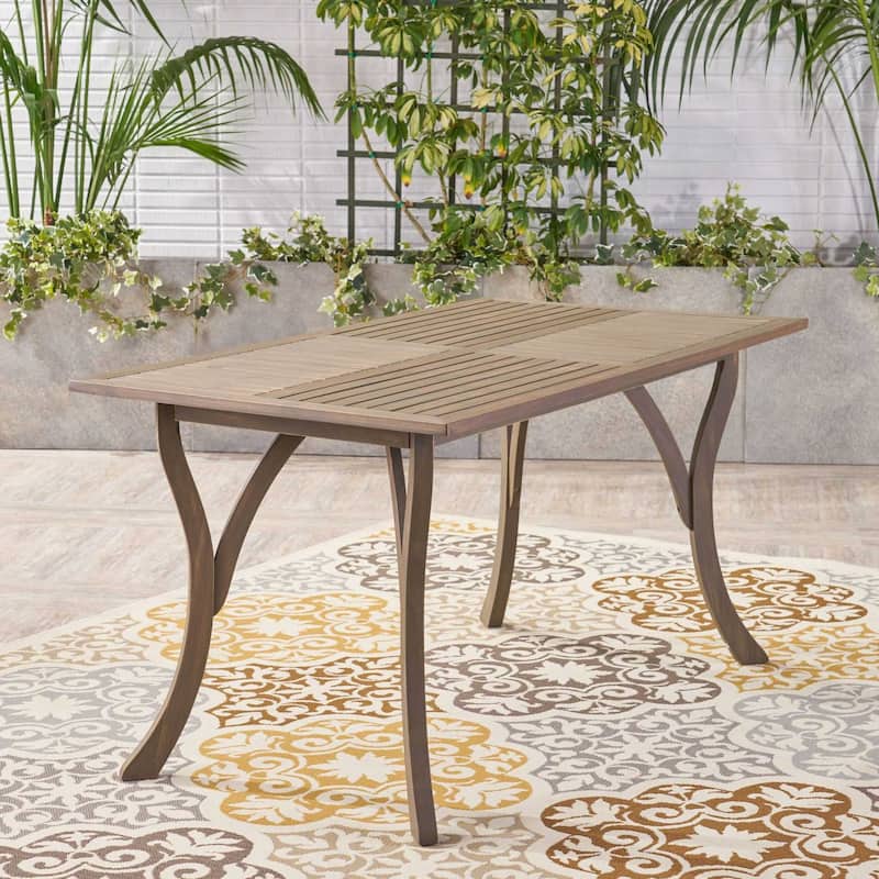 59-Inch Rectangular Wood Patio Table for Outdoor Dining