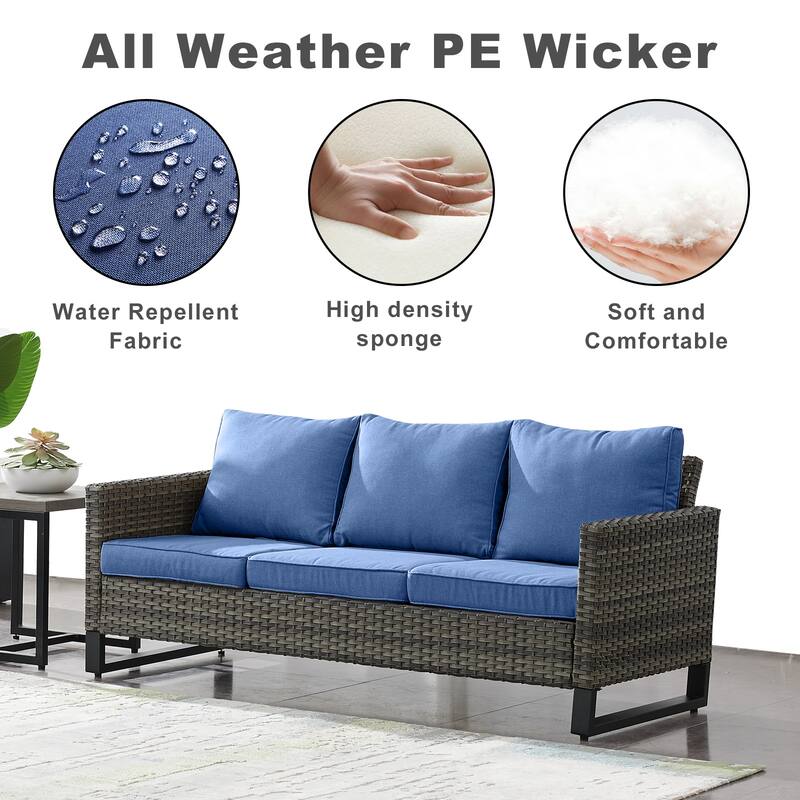 Gymojoy Patio Sofa Chair Set with Propane Fire Pit Table