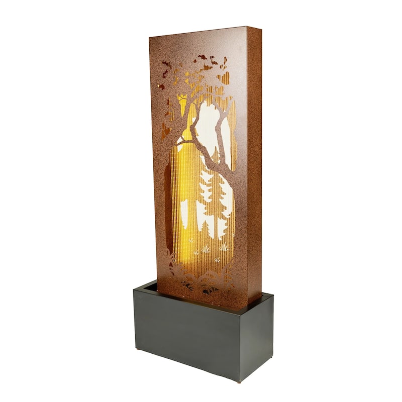 LED Lighted Forest Hollow Carved Waterfall Fountain - 48.43"