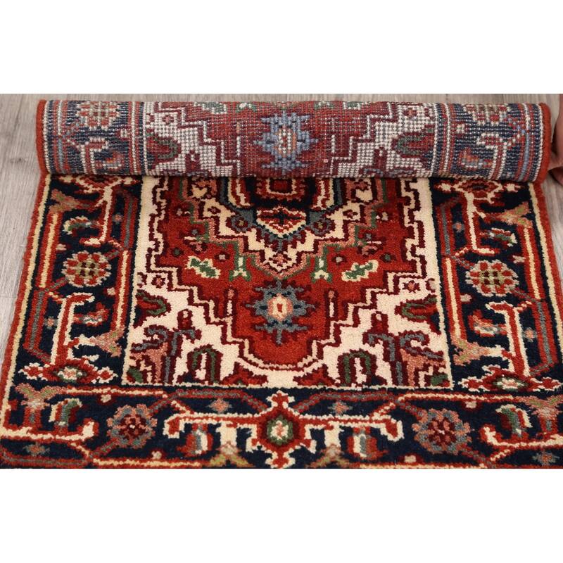 Rust Geometric Heriz Oriental Wool Area Rug Handmade Home Decor Carpet - 2'0" x 3'0"