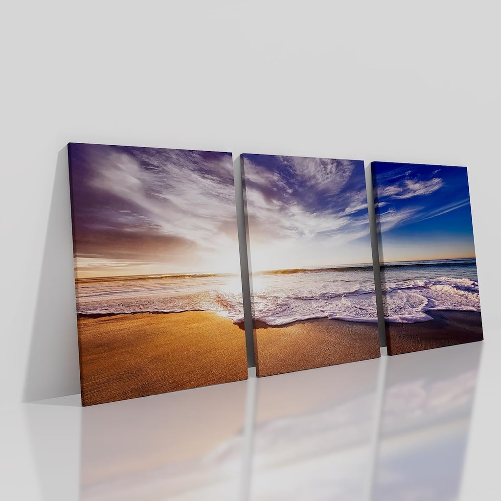 Nature Landscape Canvas Wall Art Beach Gold Sunset