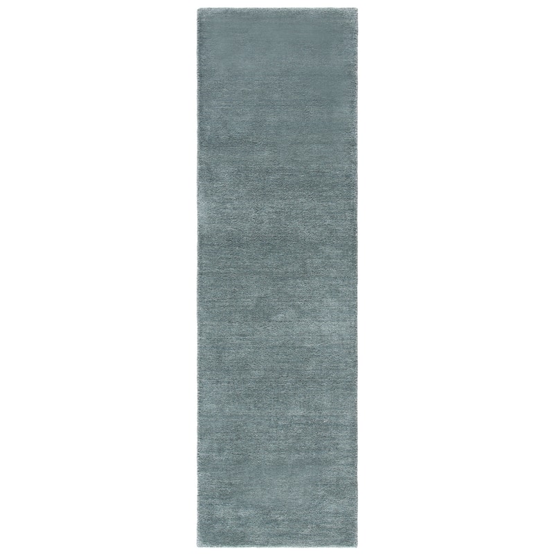 SAFAVIEH Handmade Himalaya Palm Border Modern Wool Rug - 2'3" x 10' Runner - Blue
