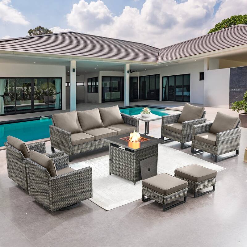 Gymojoy Outdoor Fire Pit Conversation Set, Patio Furniture with Cushions