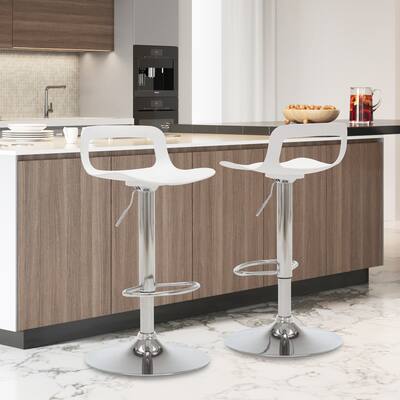 Adjustable Barstools Airlift Counter Bar Pub Height Stools with Plastic Seat Set of 2