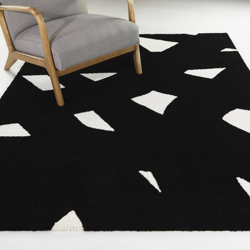 Lajos Modern Abstract Area Rug - 7'10" x 10' - Black - Rectangle