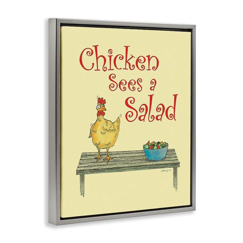 Stupell Chicken Salad Vintage Pun Framed Floater Canvas Wall Art Design By Roger Straub