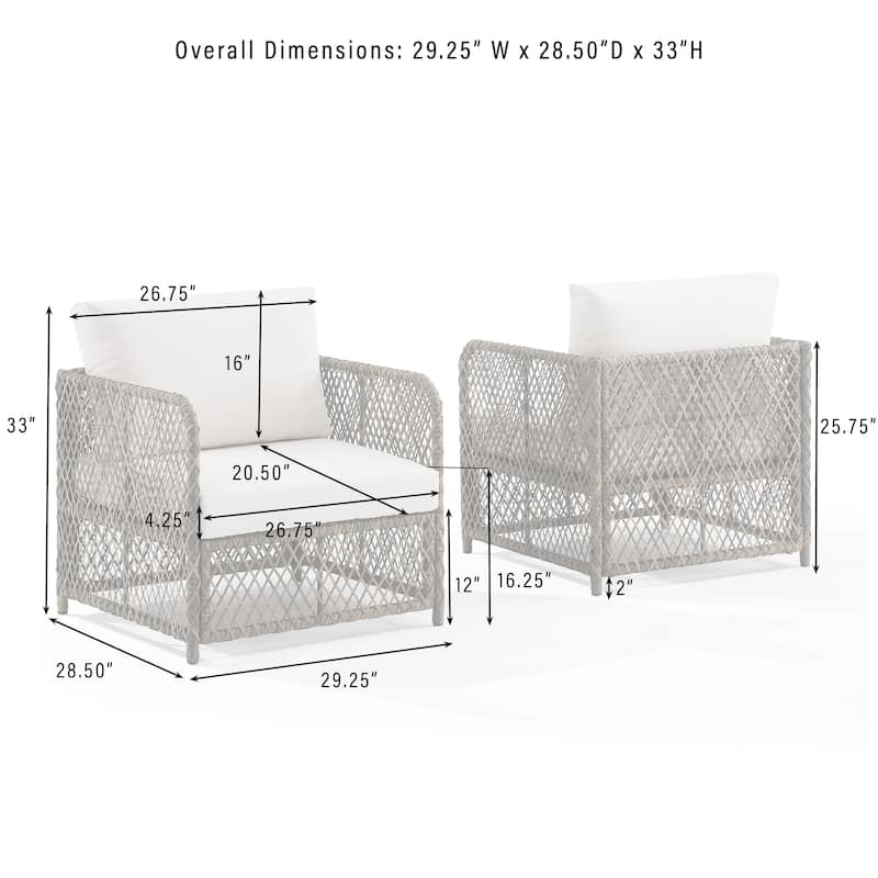 Crosley Granite Bay 2-Piece Wicker Outdoor Chair Set