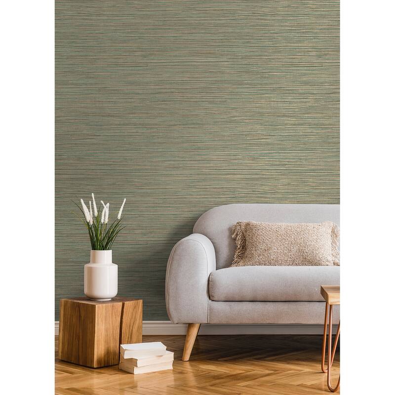 Advantage Alton Copper Faux Grasscloth Wallpaper