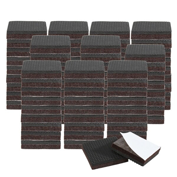 Furniture Felt Pads Grippers Square 7/8" Self Stick Anti Slip Brown 100pcs