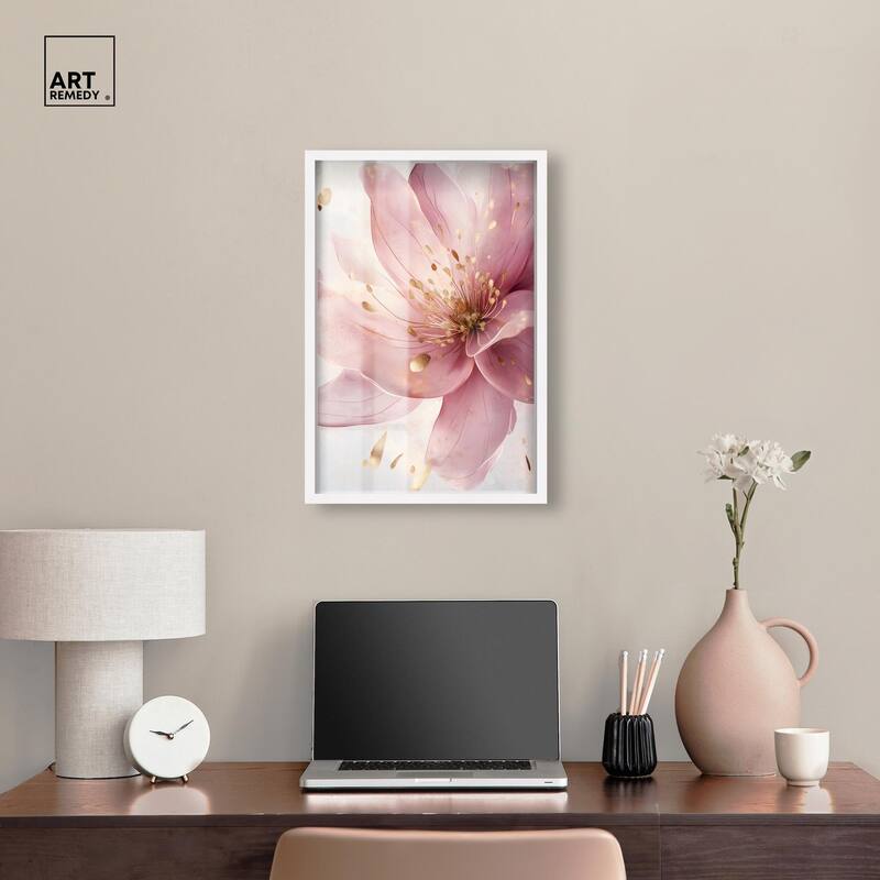Pink and Gold Bloom Shadowbox by Art Remedy