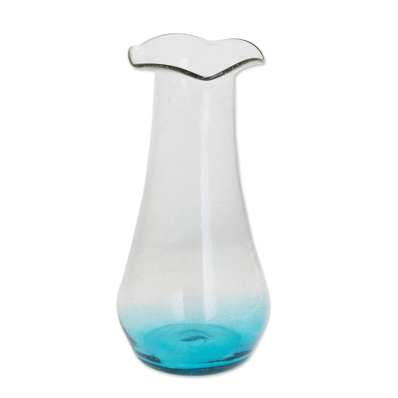 Handmade Glistening Sea recycled glass vase (Guatemala)