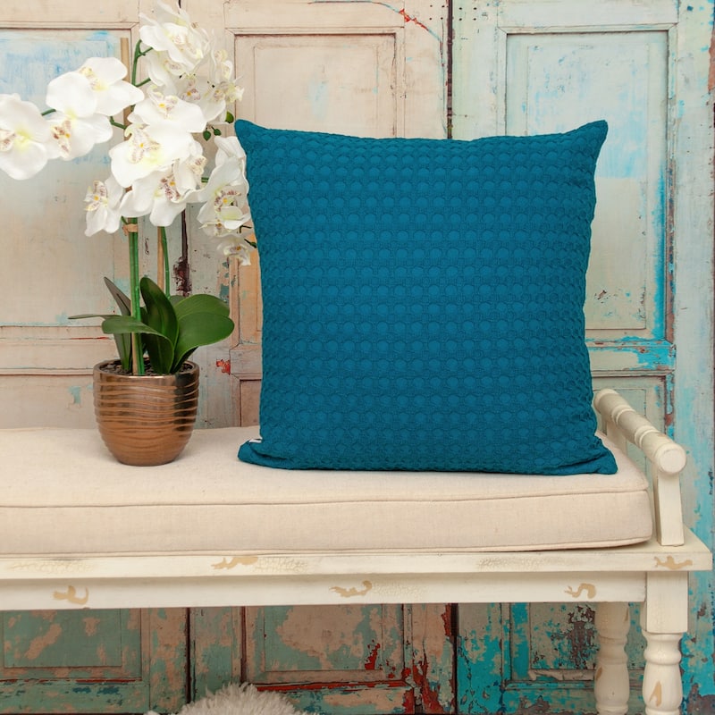 HomeRoots 20" Blue Cotton Throw Pillow With Texture