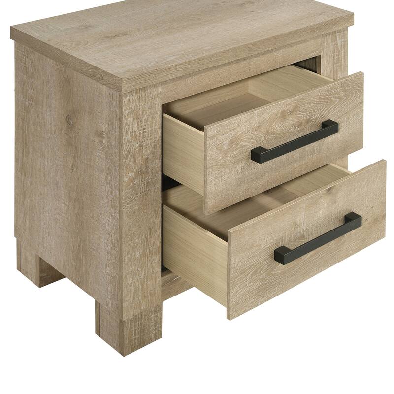Sansome Weathered Oak 2-drawer Nightstand Bedside Table