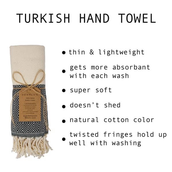 Deerlux 100% Cotton Turkish Hand Towels, Set of 2 18 x 40 Diamond  Peshtemal Kitchen and Bath Towels - On Sale - Bed Bath & Beyond - 33109753