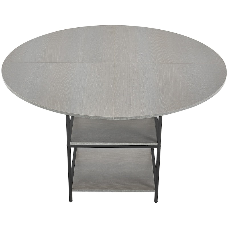 47 in Round Dining Table Wood Kitchen Table for 4-6 Person Grey - 47.24 x 47.24 x 29.53 inch