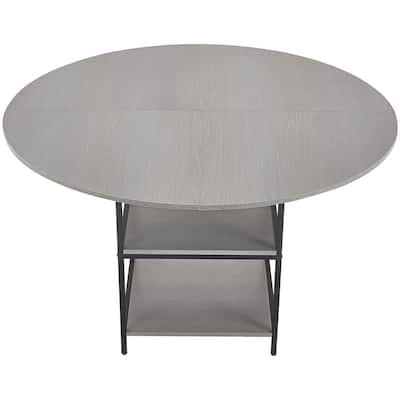 47 in Round Dining Table Wood Kitchen Table for 4-6 Person Grey - 47.24 x 47.24 x 29.53 inch