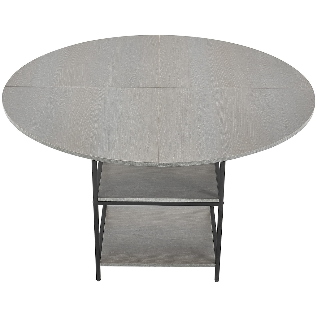 47 in Round Dining Table Wood Kitchen Table for 4-6 Person Grey - 47.24 x 47.24 x 29.53 inch
