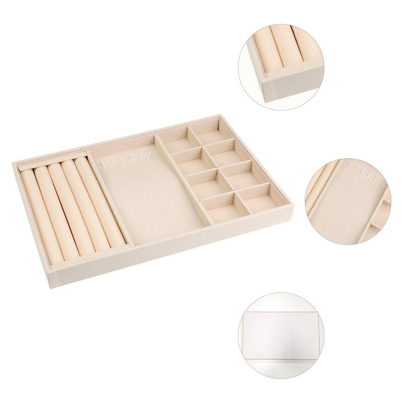 Velvet Jewelry Organizer Trays with Removable Dividers for Drawers, Jewelry Organizer Drawer Container Storage - Yellow - Necklace/Ring/8 Grid Tray