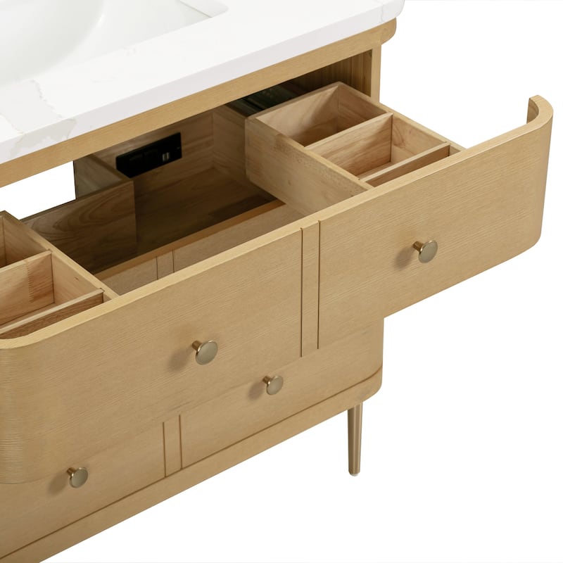 Serena Bathroom Vanity in Light Oak with White Engineered Stone Top