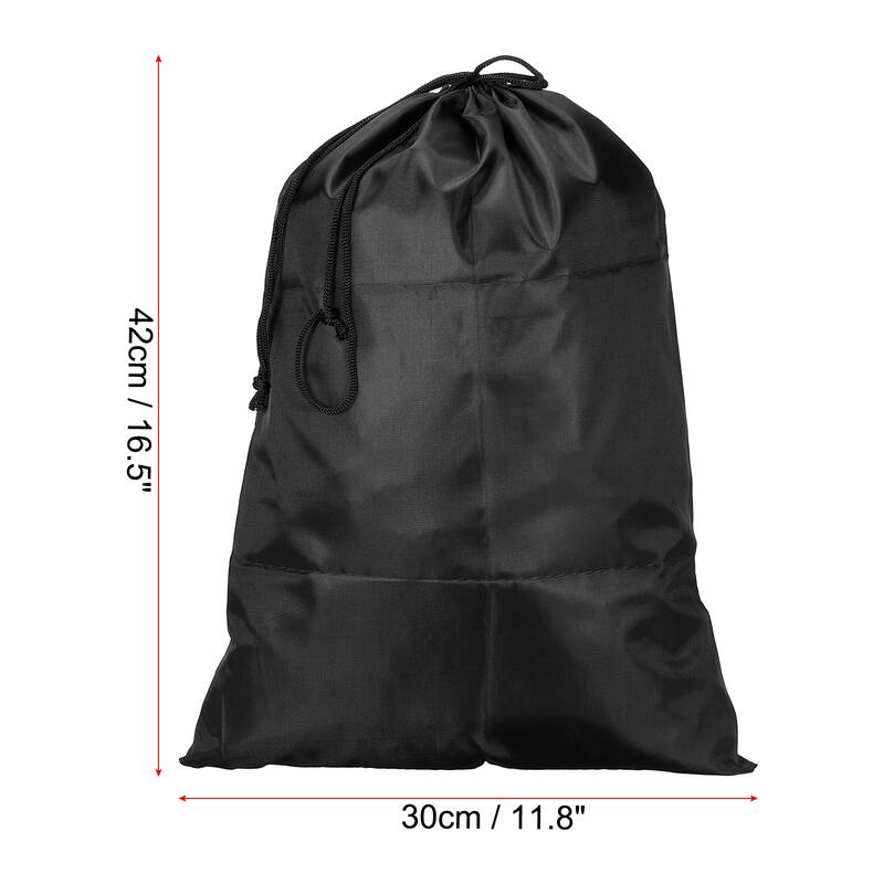 2pcs 16.5" Height Clothes Storage Double Drawstring Bag for Camping, Black