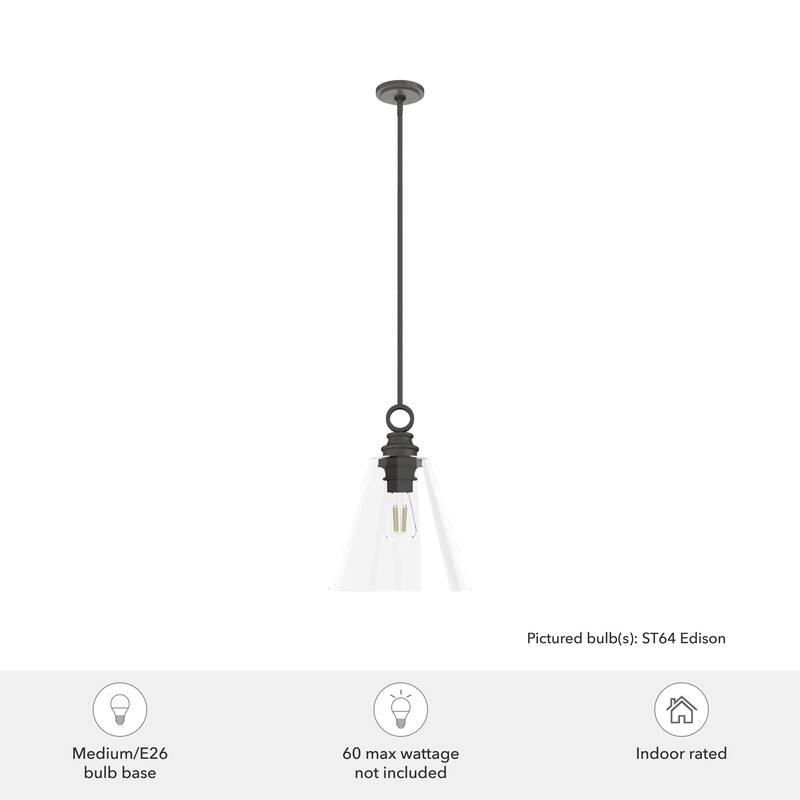 Hunter Klein 14" 1-Light Glass Pendant - Kitchen Island, Dining Room, Entry - Contemporary, Transitional
