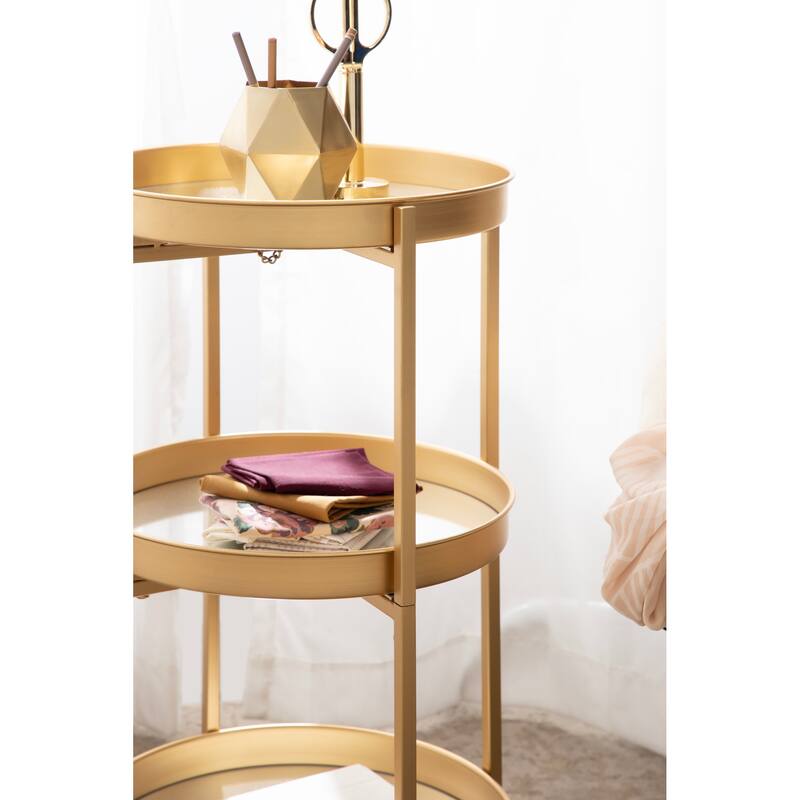 Kate and Laurel Celia Round Metal Bar Cart