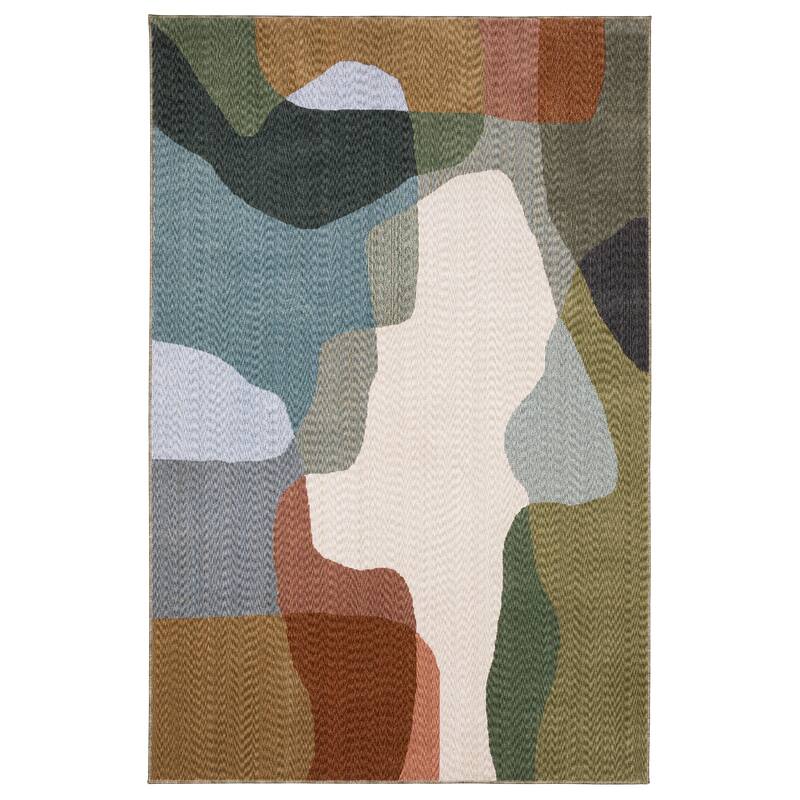 Tobias Modern Abstract Multi-colored Area Rug- - 7'10" x 10'10"