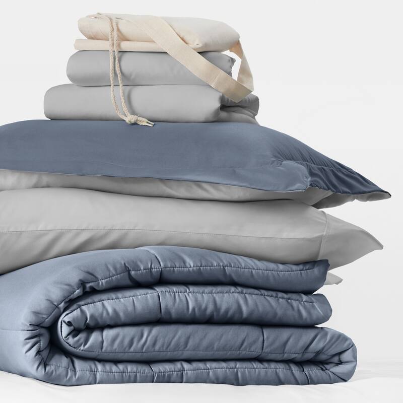 8pc Twin XL Solid Dorm Bedding Bundle