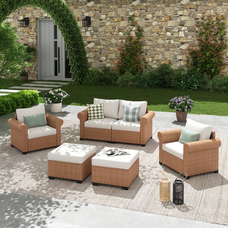 Outdoor 5-Piece Garden Patio Sofa Set - Beige