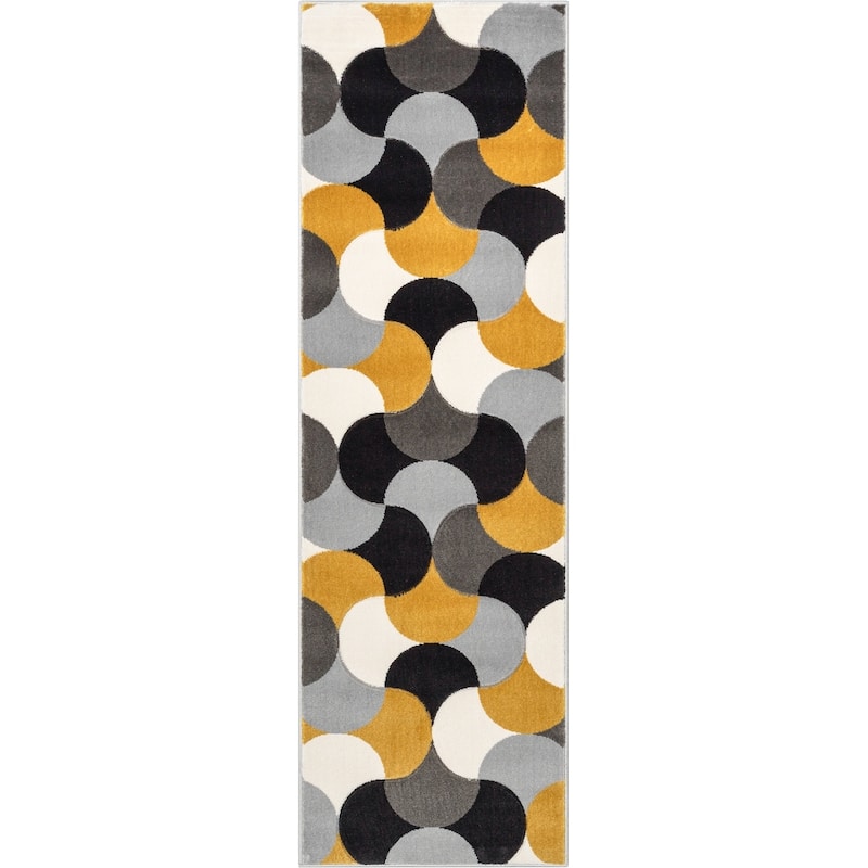 Well Woven Good Vibes Helena Modern Geometric Area Rug - 2' 7" x 7' 3" - Gold - Runner