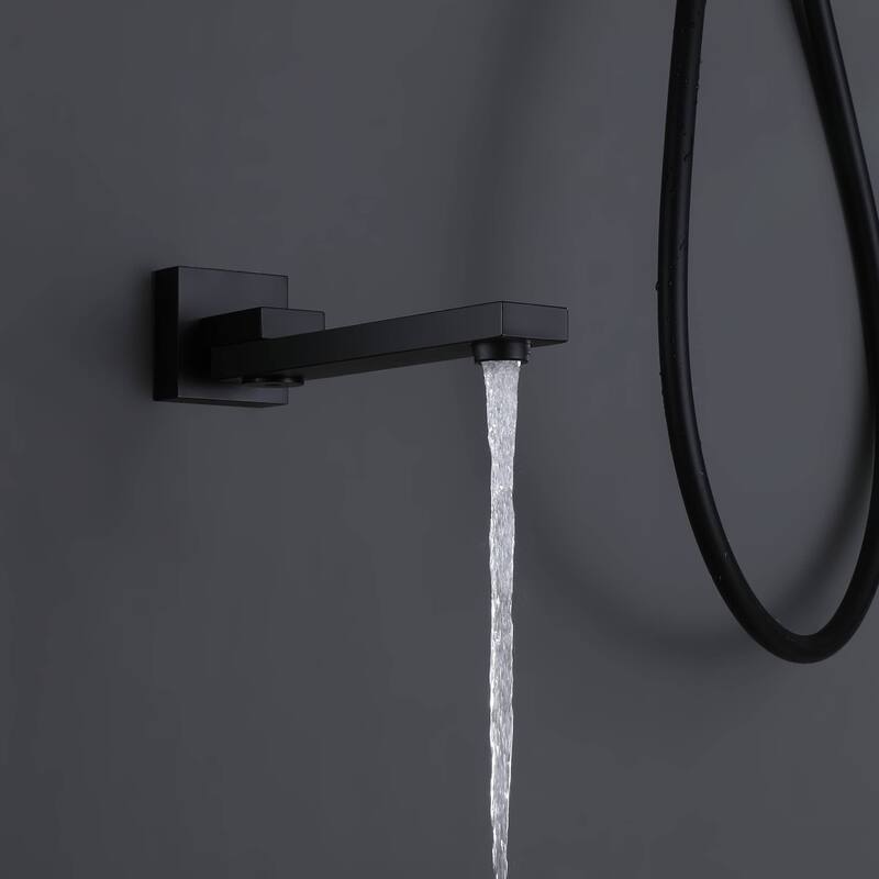 Wall Mount Tub Shower Faucet Set With Pressure Balance Valve 10 Inch Rainfall Head Shower System With Handheld Shower Combo Set