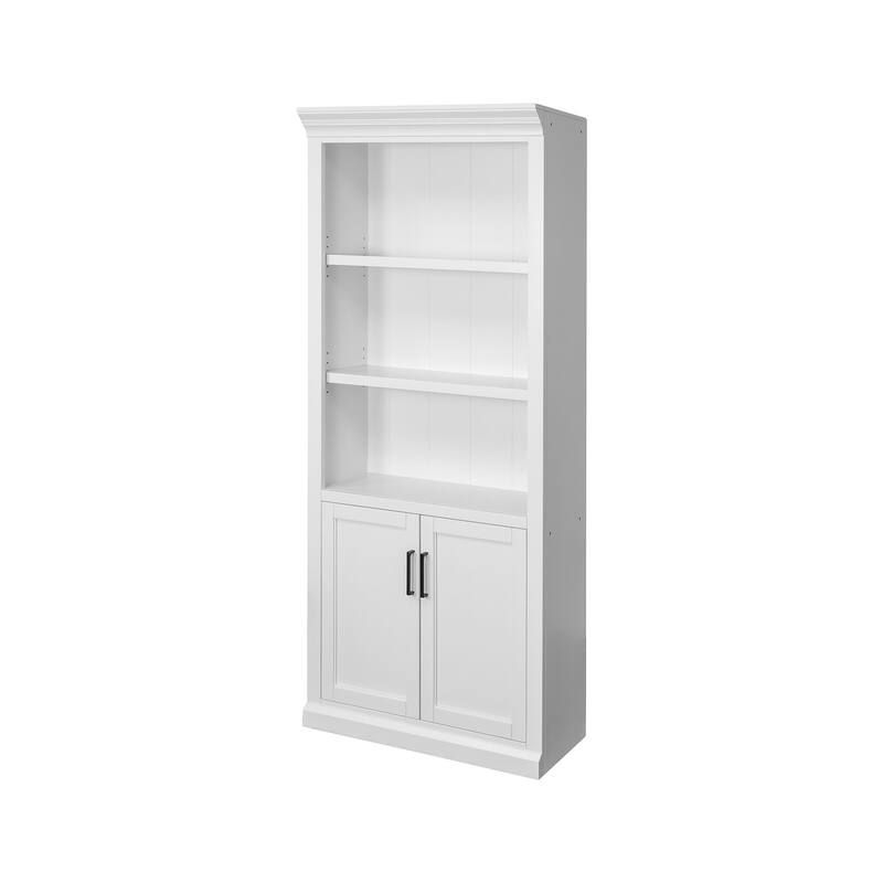 Modern Wood Lower Doors Bookcase, Office Bookcase, Office Shelving, Office Storage, Fully Assembled, White