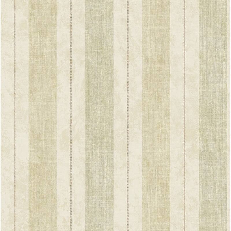 Seabrook Design Demeter Stripe Faux Unpasted Wallpaper - 20.5 in W x 33 ft. L - Metallic Almond & Fern